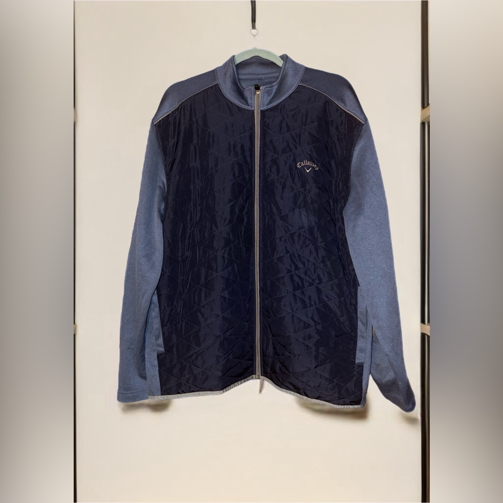 Callaway Men’s Full Zip Quilted Jacket In Navy And Blue/Gray, Xl